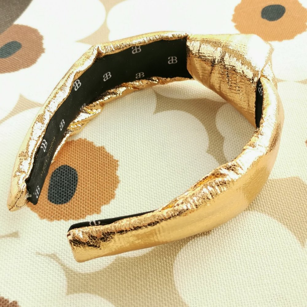 Alicia Bonnie Gold Faux Leather Knotted Fashion headband